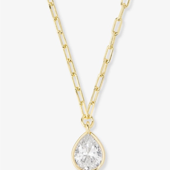 Melinda Maria Gold Necklace with Clear Pendant - Picture 1 of 4
